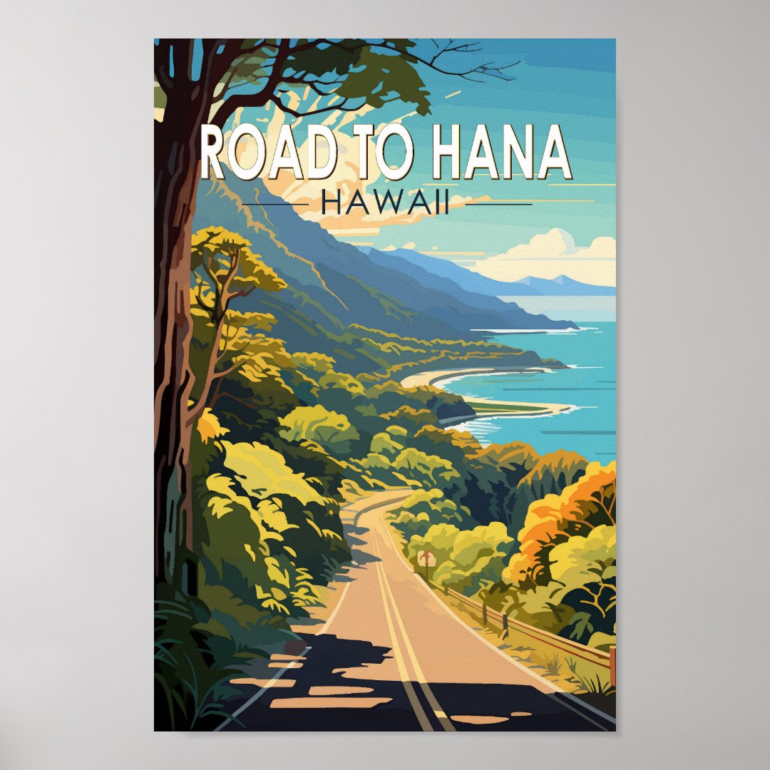 Road to Hana Maui Hawaii Travel Art Vintage Poster (Front)