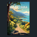 Road to Hana Maui Hawaii Travel Art Vintage Poster<br><div class="desc">Road to Hana in a vector art style. The Hana Highway is a 64.4-mile-long stretch of Hawaii Routes 36 and 360 which connects Kahului to the town of Hana in east Maui.</div>