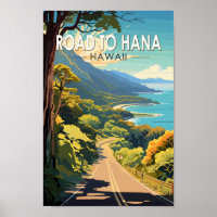 Road to Hana Maui Hawaii Travel Art Vintage