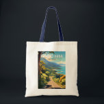 Road to Hana Maui Hawaii Travel Art Vintage Tote Bag<br><div class="desc">Road to Hana in a vector art style. The Hana Highway is a 64.4-mile-long stretch of Hawaii Routes 36 and 360 which connects Kahului to the town of Hana in east Maui.</div>