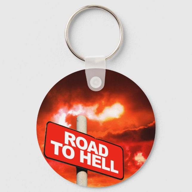 Road to hell sign keychain (Front)