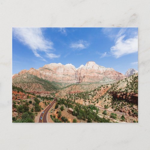 Road To Mountains In Zion National Park Postcard