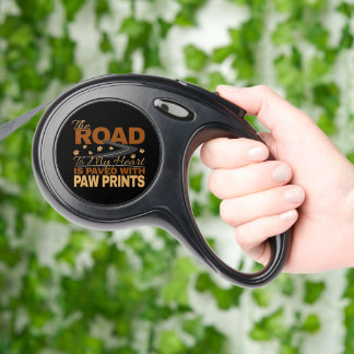 Road to My Heart Paved in Paw Prints Dog Lover  Retractable Pet Leash