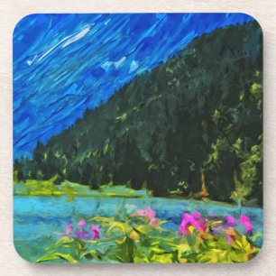 Road to Seward Alaska Abstract Impressionism Beverage Coaster
