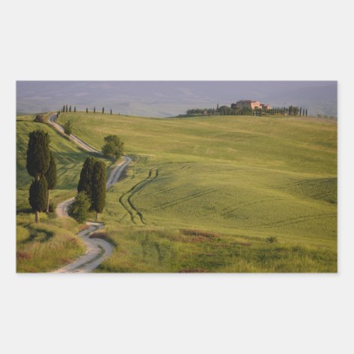 Road to Terrapille in Tuscany rectangular sticker