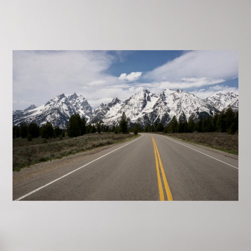 Road to the Teton Mountain Range Poster
