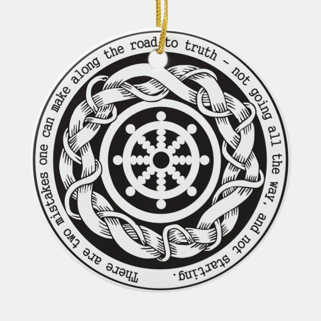 Road to Truth Dharma Wheel Ceramic Ornament (Front)