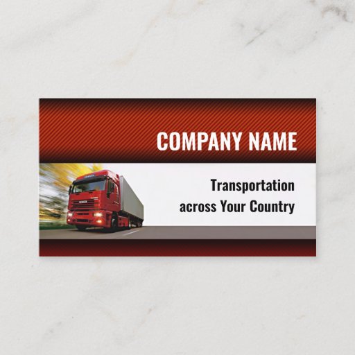 Customizable Red Background Red Truck On The Road Card Business Cards