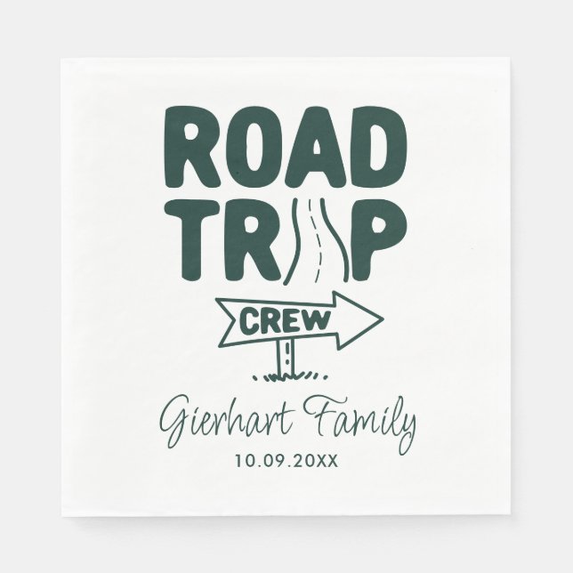 Road Trip Annual Family Event Custom Paper Napkins (Front)