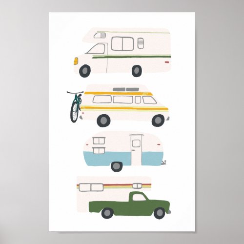 ROAD TRIP Campervan vanlife RV Trailer Poster