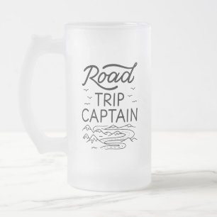 Road Trip Captain I - RV Pilot Camping Vacation Frosted Glass Beer Mug