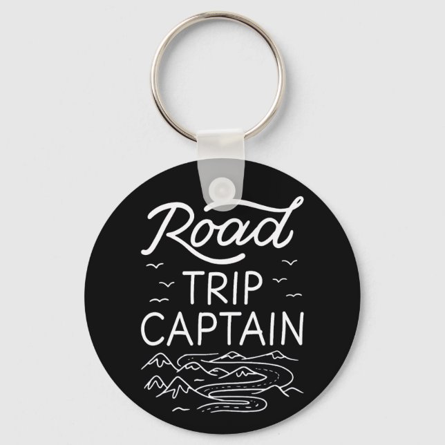 Road Trip Captain I - RV Pilot Camping Vacation Keychain (Front)