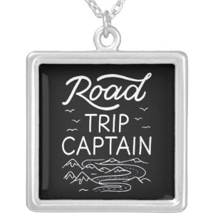 Road Trip Captain I - RV Pilot Camping Vacation Silver Plated Necklace