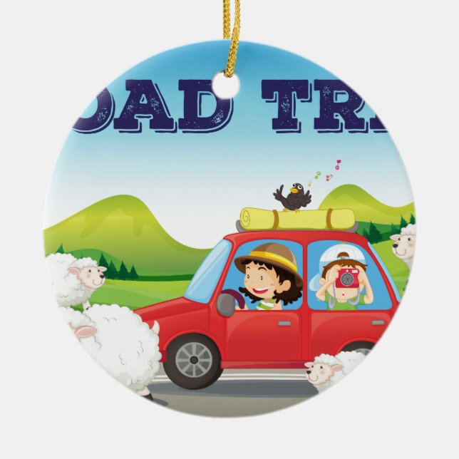 Road trip ceramic ornament (Front)