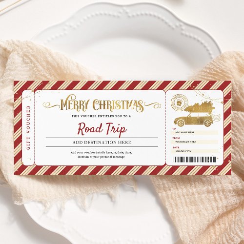 Road Trip Christmas Gift Ticket Voucher Invitation