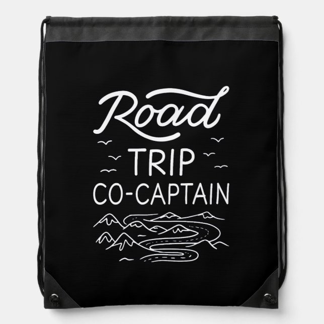 Road Trip Co-Captain I Drawstring Bag (Front)