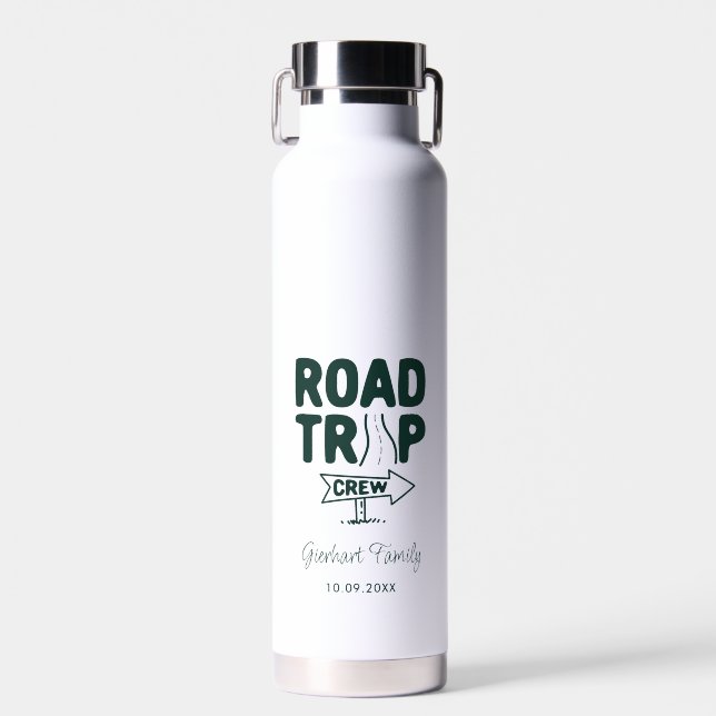 Road Trip Crew Custom Summer Vacation Water Bottle (Front)