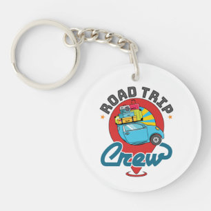 Road Trip Crew Family Vacation Girls Trip Keychain