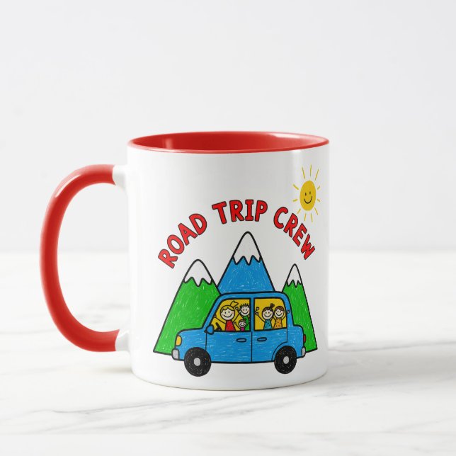 Road Trip Crew Kids Travel Drawing Mug (Left)
