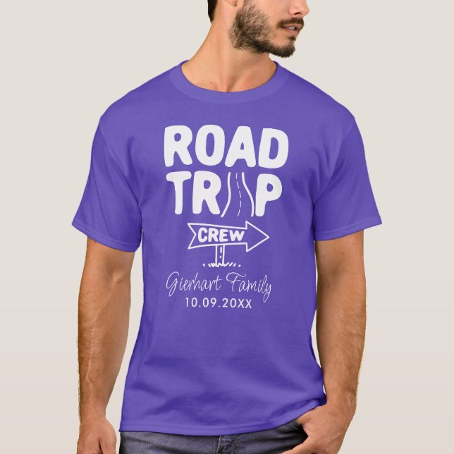 Road Trip Crew Typography Family Break Custom T-Shirt (Front)