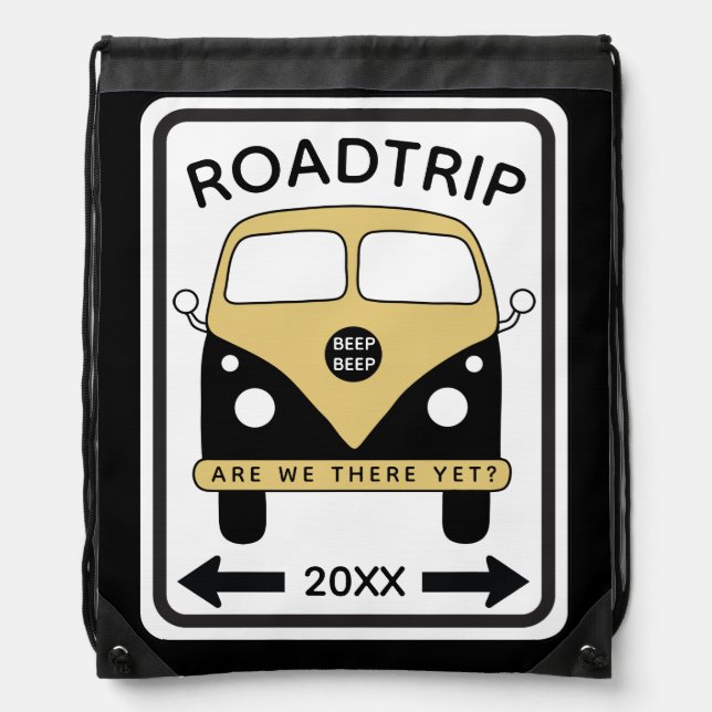 Road trip Drawstring Bag (Front)