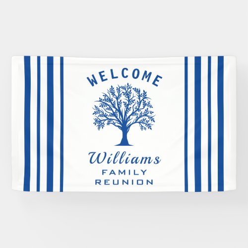 Road Trip Family Reunion Tree Blue And White Banner