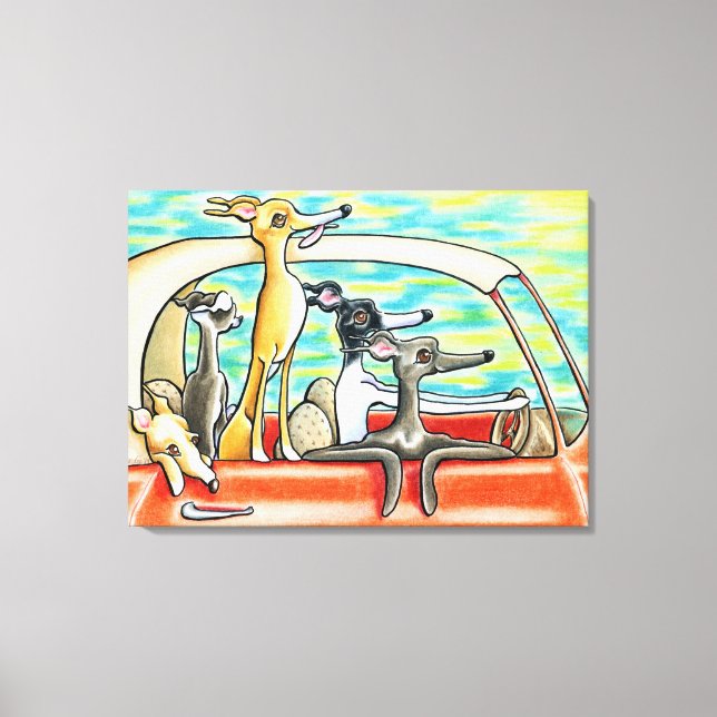 Road Trip | Italian Greyhounds Canvas Print (Front)