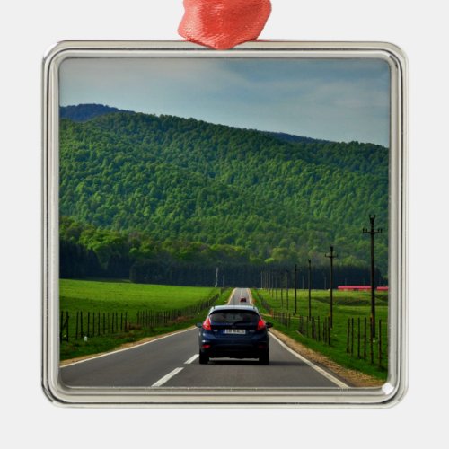 Road trip metal ornament