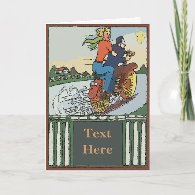 Road Trip Motorcycle edit text Holiday Card (Front)