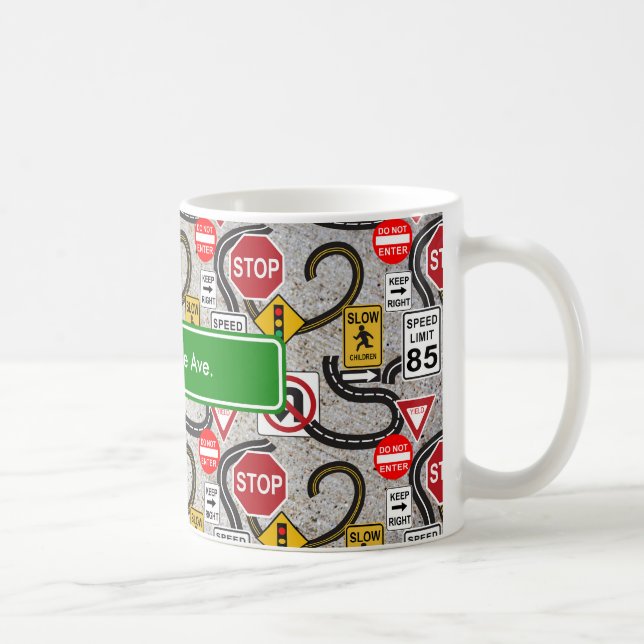 Road Trip Personalized Street Name Coffee Mug (Right)