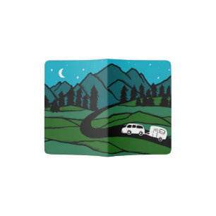 Road Trip RV Trailer Motorhome Vanlife Mountains Passport Holder