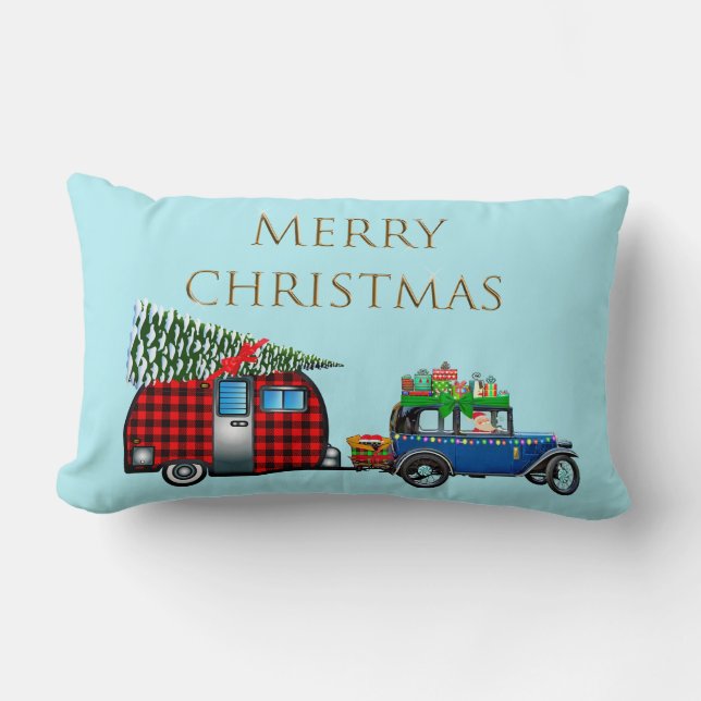 Road Trip Santa Lumbar Pillow (Front)