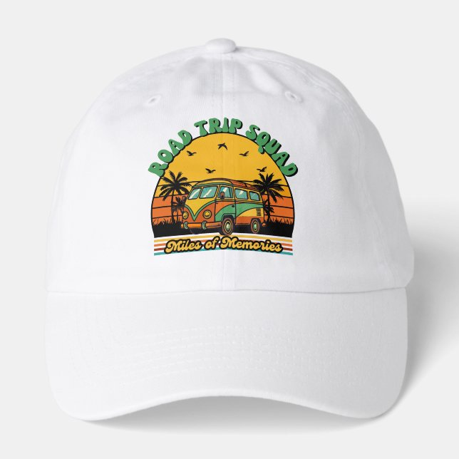 Road Trip Squad Hat | Retro 70s Travel Cap (Front)