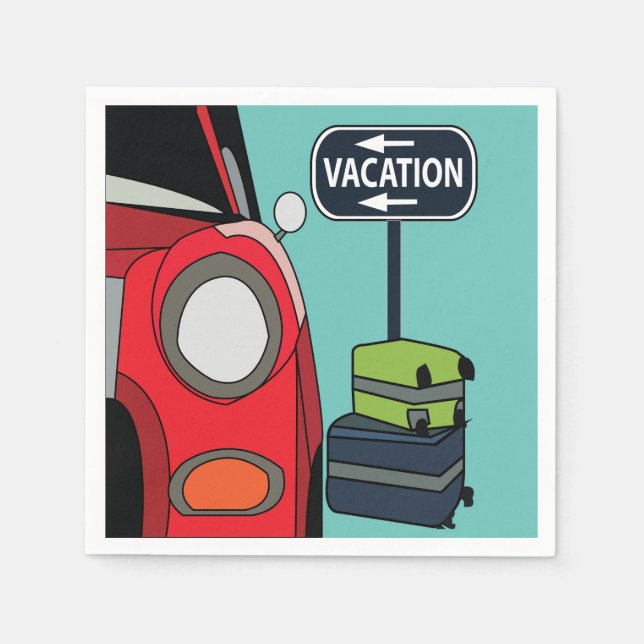 Road Trip Summer Vacation Party Napkins (Front)