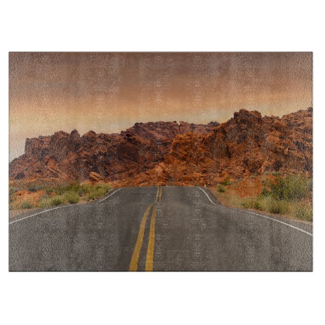 Road trip sunset cutting board (Front)