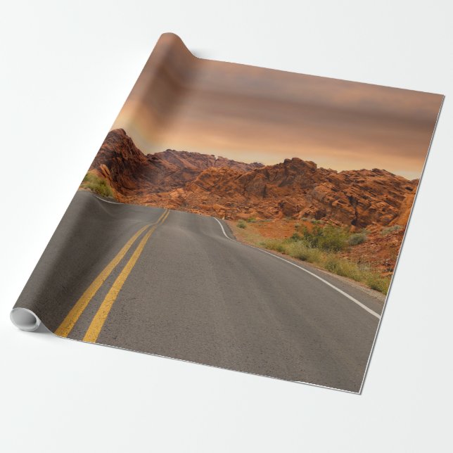 Road trip sunset wrapping paper (Unrolled)