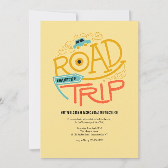 Road Trip to College Invitation (Front)