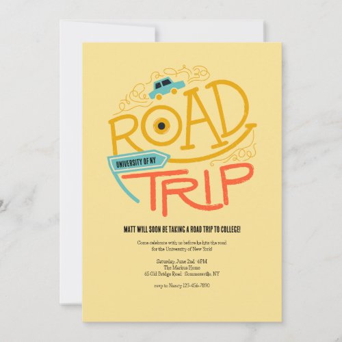 Road Trip to College Invitation