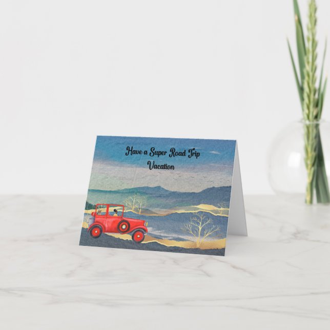 Road Trip Vacation Black Family Thank You Card (Front)