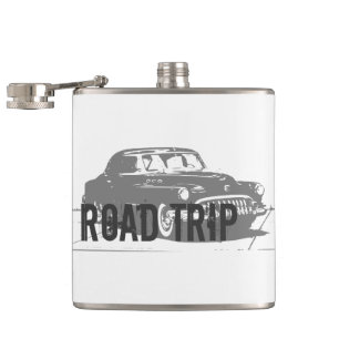 Road Trip Vintage Car Hip Flask