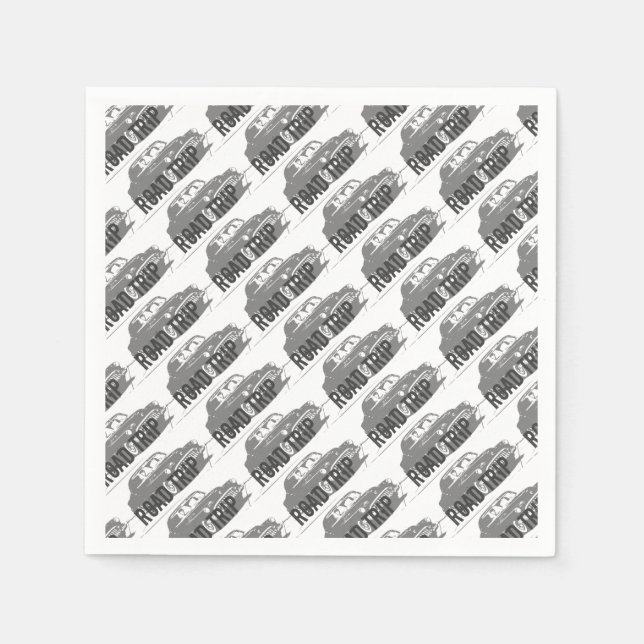 Road Trip Vintage Car Paper Napkins (Front)