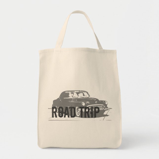 Road Trip Vintage Car Tote Bag (Front)