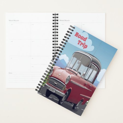 Road Trip  Vintage Old Car Personal Journal Planner