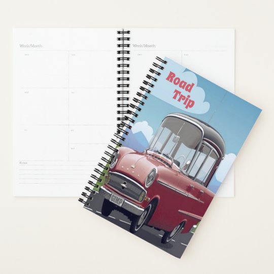"Road Trip" Vintage Old Car Personal Journal Planner | Zazzle.com