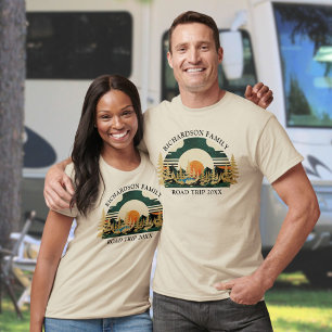 Road Trip Vintage Sunset Camping Family Reunion T-Shirt