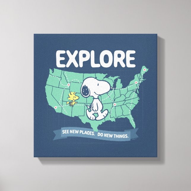Road Trippin | Peanuts Explore Canvas Print (Front)