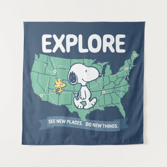 Road Trippin | Peanuts Explore Tapestry (Front)