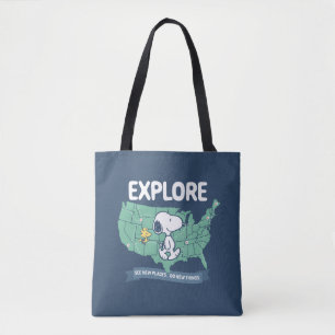 Road Trippin Peanuts Explore Tote Bag