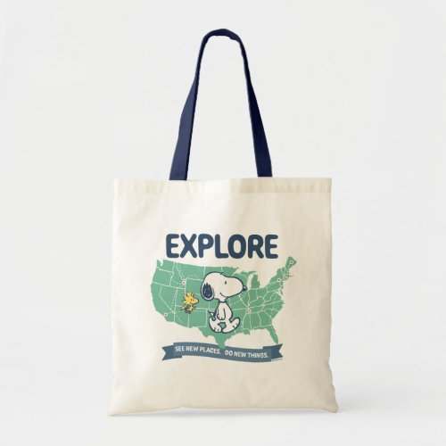 Road Trippin  Peanuts Explore Tote Bag