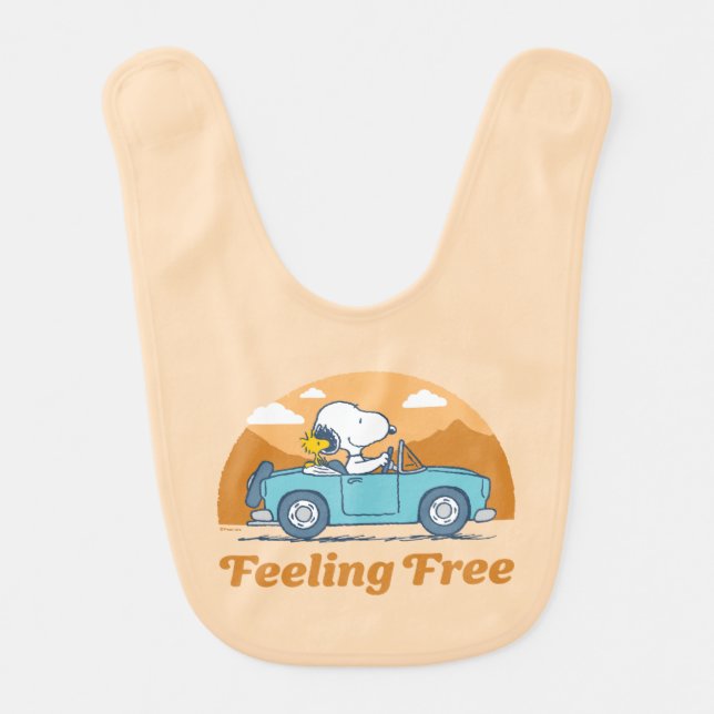 Road Trippin | Peanuts Feeling Free Baby Bib (Front)